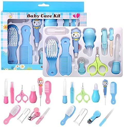 MUMMAMIA 10 Pieces Baby Toddlers Manicure Grooming kit with Nail, Hair, Ear Grooming Tools (Pink)