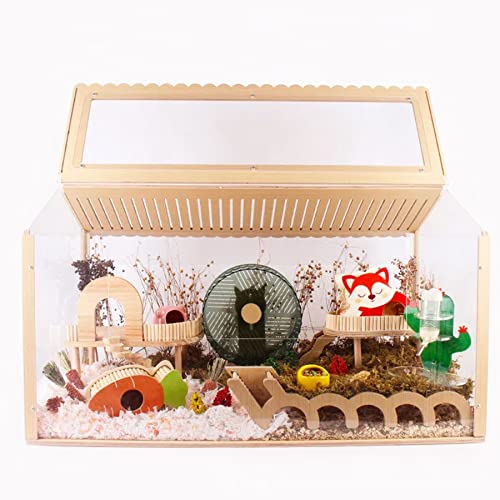 Antiai Large Wooden Hamster Cage Mice And Rat Small Animal Habitat For Syrian Hamster Guinea Pig (35.4" L X 18.9" Wx 21.6”H) Acrylic Hamster Cage Without Accessories #TOP4