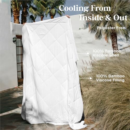 Image of Lasuens 100% Viscose from Bamboo Comforter Queen, Cooling Duvet Insert, Down Alternative Blanket, 350 GSM All Season Summer Duvet - Soft and Fluffy Cooling Comforter for Hot Sleepers 94x90 Inches