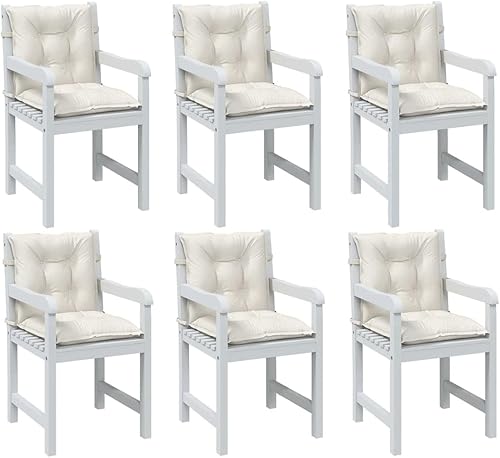 Miniatura 2 de Cojines de silla Lowback, 6 unidades, color crema melange de 39.4 x 19.7 x 2.8 pulgadas, cojines de tela para sillas de comedor, cojines y cojines