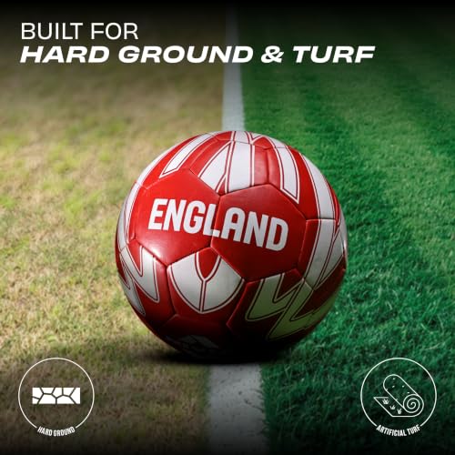 Image of Nivia Kross World Football (England) Training Ball, 32 Panels, Durable Rubber Hand-Stitched, Latex Bladder, As Per AIFF Standards, to Play On Both Natural and Artificial Grass (Size - 5, Red)