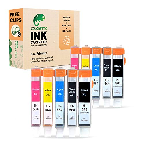 Coloretto Compatible Printer Ink Cartridge Replacement for HP 564 XL 564XL to use with OfficeJet 4620 DeskJet 3520 Photosmart B209 (2 Black, 2 Cyan, 2 Magenta, 2 Yellow,2 Photo Black) 10 Pack