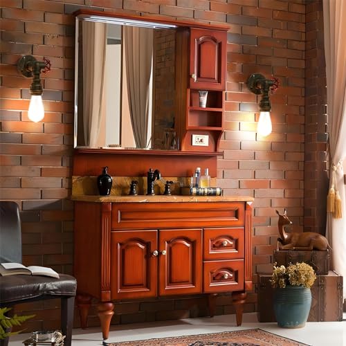 Image of Kawell Vintage Wall Light Fixtures Industrial Retro Wall Sconce Light Creative Water Pipe Wall Lamp Iron Art Single E26 60W Max for Bedroom Kitchen Restaurant Loft Cafe Bar Hallway, Gold