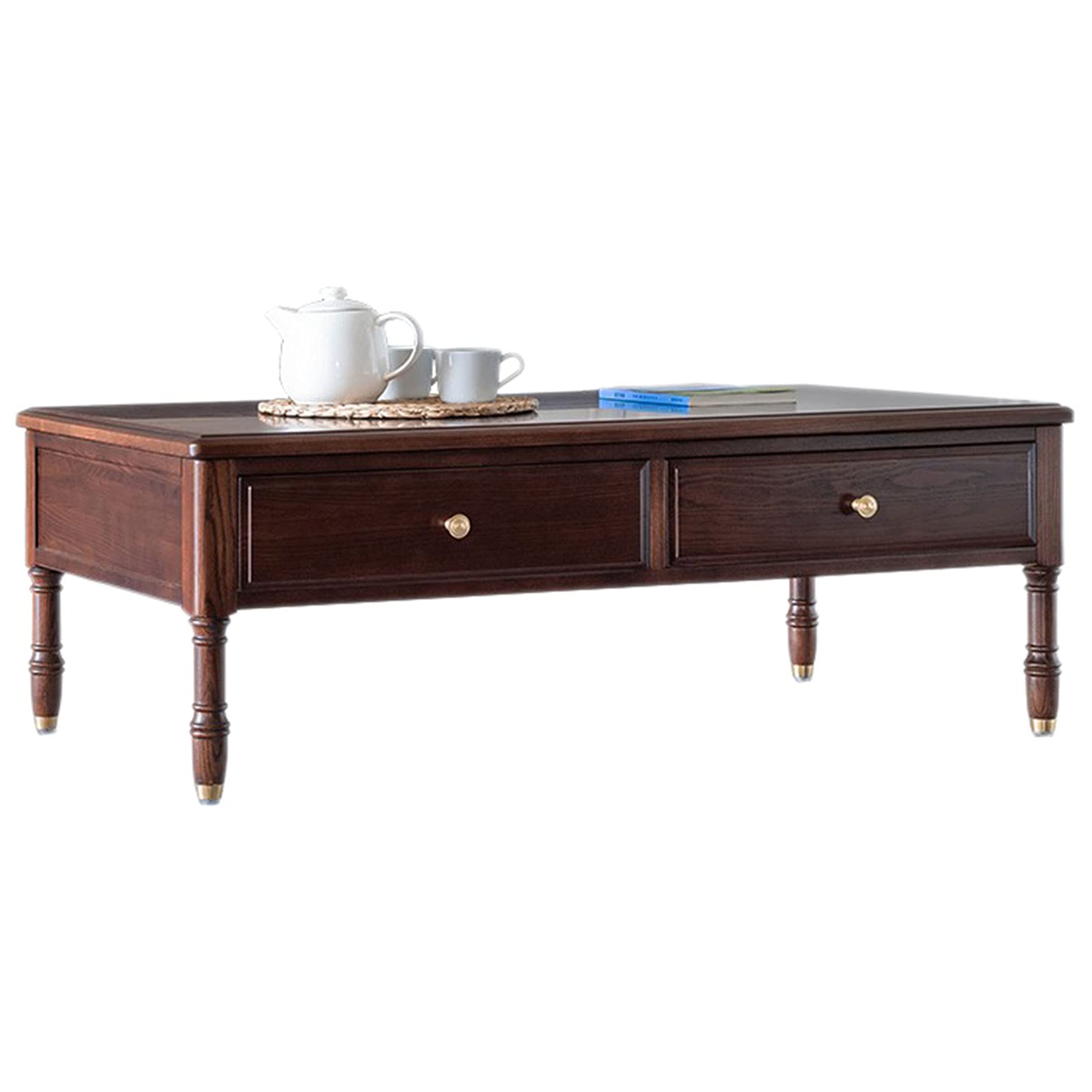 Coffee Table Low Table with 4 Drawers Modern Light Luxury Elegant All Solid Wood Coffee Table Dining Table