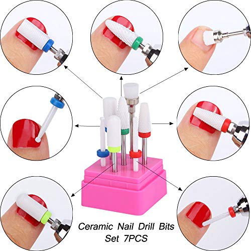 AORAEM Tungsten Carbide Nail Drill Bits Set 7Pcs Acrylic Nail File Drill Bit For Nail Electric Drilling Machine Accessory Manicure Pedicure 3/32" (#2)