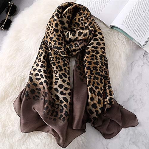 GLigeT Scarf Women Leopard Dot Natural Silk Scarf Lady Fashion Print Shawls and Wraps Bandana Chunky Oversized Winter/Fall (Color : 1)