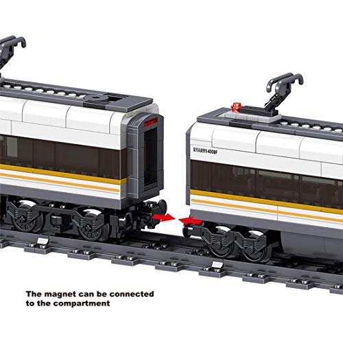 Hochgeschwindigkeitszug mit Schienen Baustein Bausatz, 941 Klemmbausteine City Zug mit Motor, Konstruktionsspielzeug… – Bild 4