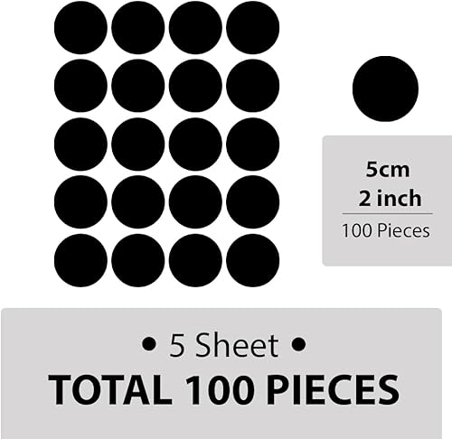 Miniatura 4 de Calcomanías de pared con puntos negros, 2 pulgadas, 100 unidades (negro mate)