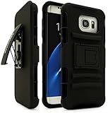 Galaxy S7 Edge Case, Bastex Heavy Duty Hybrid Rubber Silicone Cover with Protective Kickstand Holster Belt Clip Case for Samsung Galaxy S7 Edge (Black)