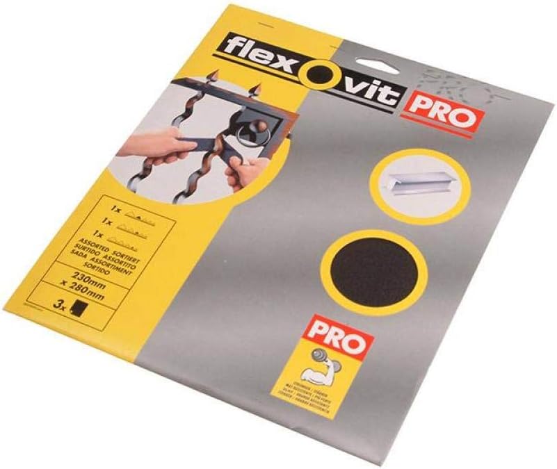 Saint Gobain 63642526493 Saint Gobain 63642526493 Flexovit Assorted Emery Sheets (Pack of 3)