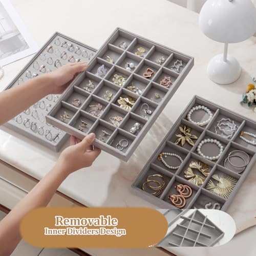 Image of Large Velvet Jewelry Tray Display Drawer Inserts 2 Pack