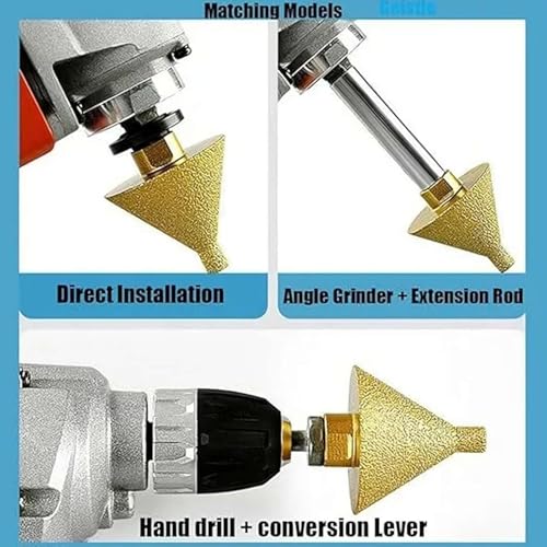 Image of AASONS Diamond Round Conical Bevelling Chamfer Bit Bevel Enlarge Hole Polishing Milling Countersink For 4 inch Angle Grinders M10 Thread Ceramic Marble Porcelain Masonry Grinding Work (38mm)