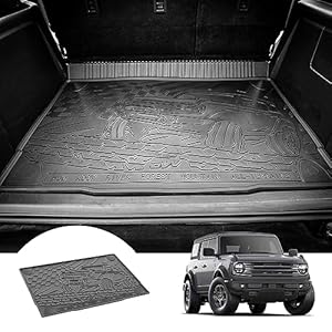 3W Cargo Liner Compatible for 2021-2024 Ford Bronco 4 Door, All Weather TPE Truck Car Mat Accessories Custom Fit for Bronco Trunk Mat, Black (Not for Bronco Sport)