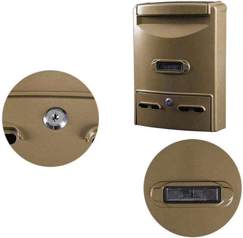 HBJWOV Locking Mailboxes Wall Mounted Vertical Mail Box Medium Cover Rust-Proof Metal Post