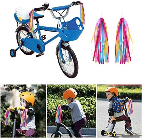 Pveath 1 Pair Kid's Rainbow Bike Streamers For Girls Boys, 2 Pack Baby's Colorful Bicycle Grips Tassel Ribbons, Carrier Accessories Easy Attach To Scooter's/tricycle's/bike's Handlebars (Purple)
