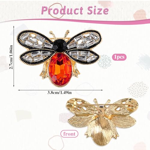 Image of Bee Brooch Pin, Honey Bee Rhinestone Pins Vintage Crystal Insect Themed Lapel Pins Stylish Accessories for Women Men Party Dating Daily