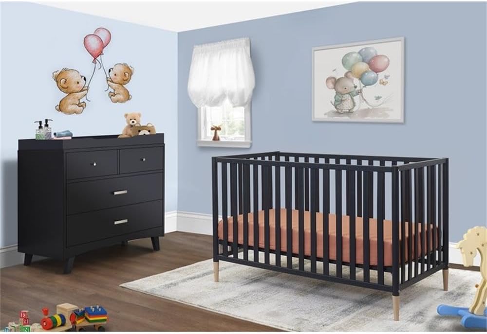 Pemberly Row Set of 2 3-in-1 Convertible Crib & Mattress Foam