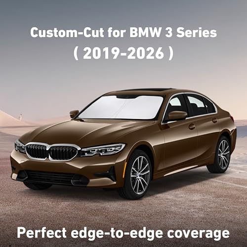 Image of EcoNour Windshield Sunshade Compatible for BMW 3 Series 2019-2024 2025 2026, Sun Visor for Front Windshield & Window Sun Shade Cover, UV Heat Blocker & Protector, Car Accessories