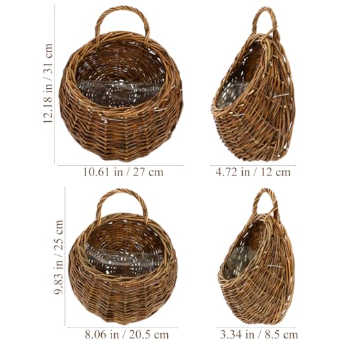 Image of DOITOOL 2PCS Woven Hanging Wall Basket Rattan Wall Planter, Wicker Handmade Baskets Rustic Flower Pots Plant Containers for Garden Home Storage Flowers Hanging Planters