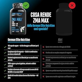 ZMA MAX - 180 Capsule - Dose extra alta - Zinco + Magnesio + Vitamina B6 - Premium: con 3 composti di magnesio - Vegan