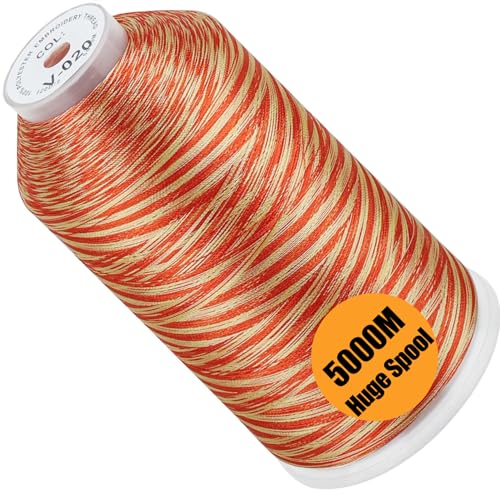 Image of New brothread - Single Huge Spool 5000M Each Polyester Embroidery Machine Thread 40WT for Commercial and Domestic Machines - Variegated Color-V-020