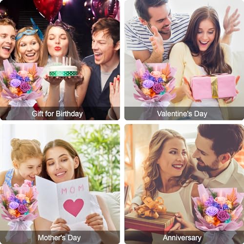 Amoueterno AMOU-01 Preserved Flowers Bouquet Natural Real Roses And Flowers,Hand Made Bouquet,Gifts For Valentine’S Day,Mother’S Day,Anniversary,Birthday,Christmas thumb #3