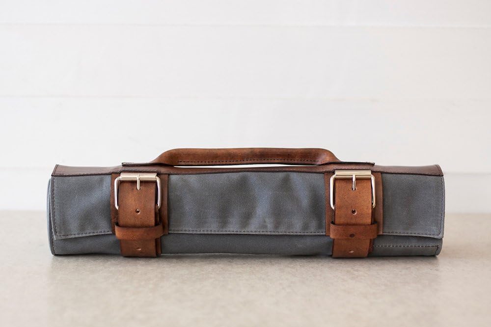 Waxed Canvas Chef's Roll: Grey and Bison