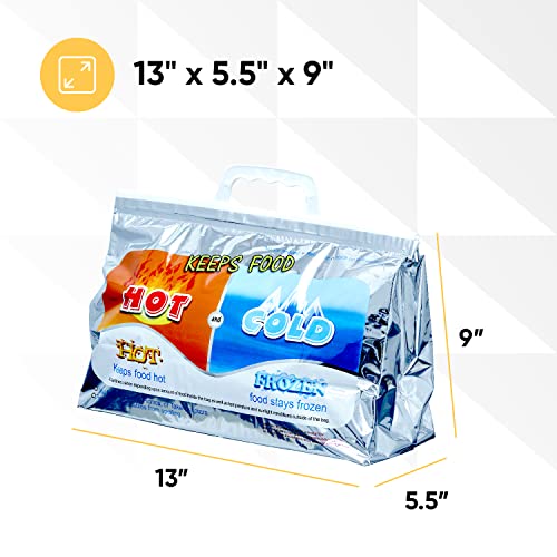 Image of Superio Hot and Cold Insulated Bags for Food Delivery, Grocery Shopping Bags, Food Storage for Hot and Frozen Food for Travel, Disposable Cooler Bag, Reinforced Thermal Lunch Bag (72, 13 inchx5.5 inchx8.5 inch)
