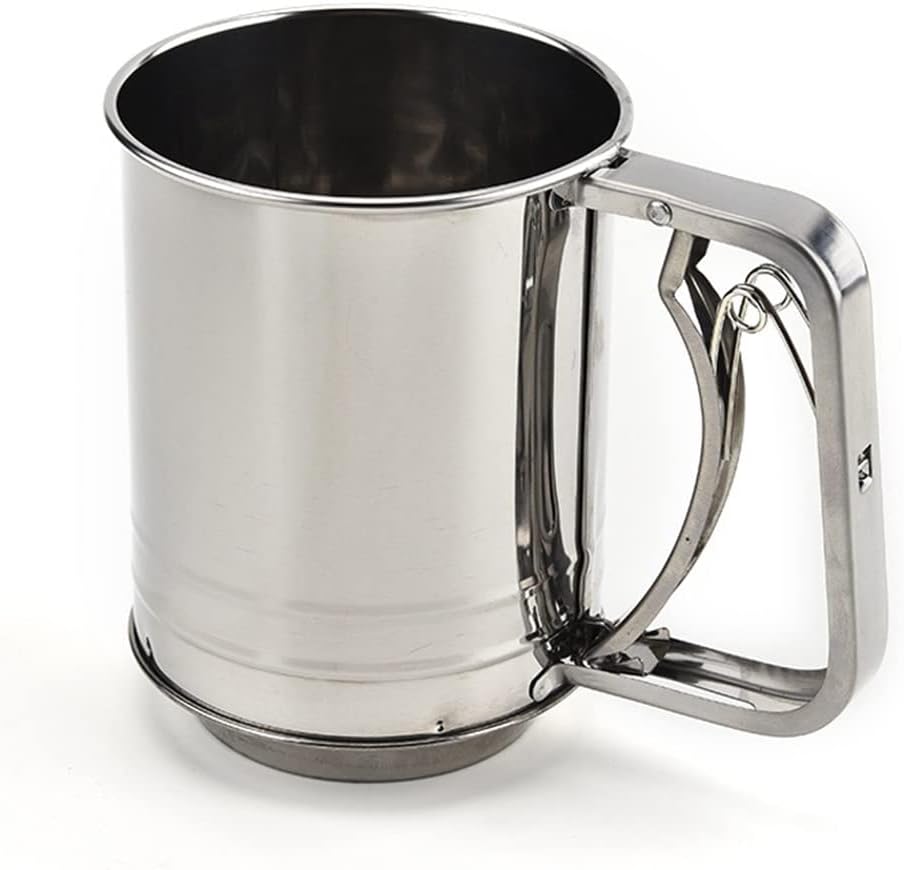 Large Baking Sieve Cup Stainless Steel Powdered Sugar Manual Powder Flour Mesh Sifter Kitchen Tools