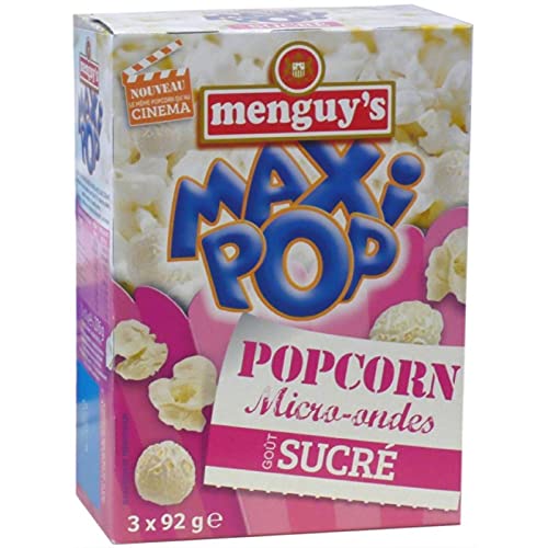 Savourez les Pop Corn sucrés pour micro-ondes MENGUY'S, pack pratique 3x92g pour apéritifs gourmands- Lot De 4