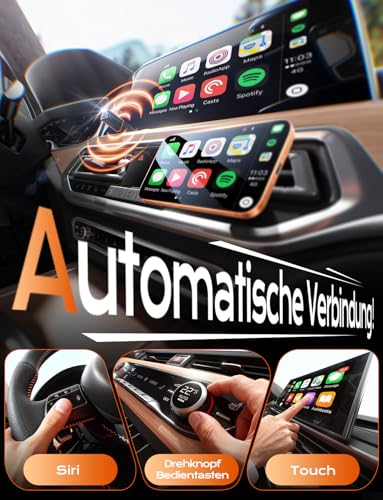 Cleviton für Apple Carplay Wireless Adapter, 3X Autoverbindung, Keine Latenz, Plug&Play, Wireless Carplay Adapter, 2026 Mini Car Play Kabellos Dongle für GPS-Geräte mit Navigation, USB A/C (Schwarz)
