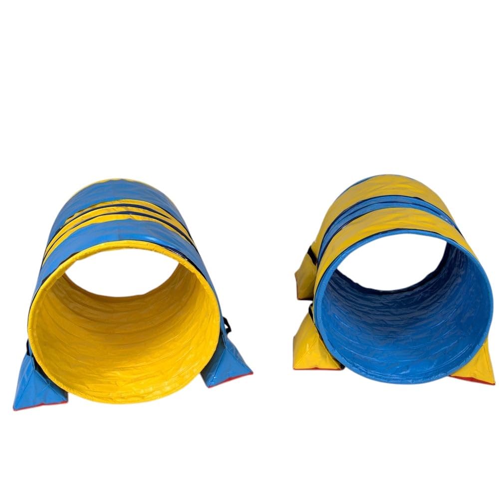 Callieway Hoopers Agility Tunnel Set "Profi" – Orig Tunnel Set per JAD (2 pezzi) per Hoopers & JAD Dog Sport (80 cm Ø 100 cm di lunghezza, blu/giallo)