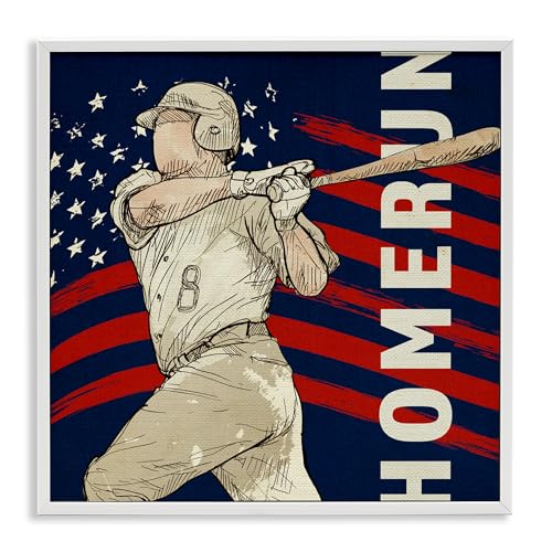 Patriotic Home Run Stupell Industries cadre gris 30x30
