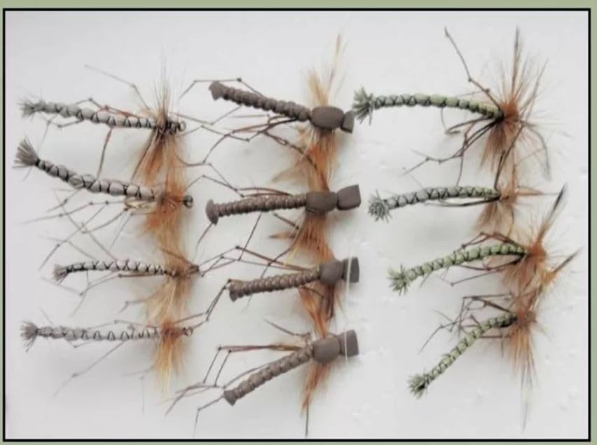 Daddy Long Legs Trout Flies, 12 Pack, Detached and Foam, Size 10 Barbed or Barbless (Barbless)