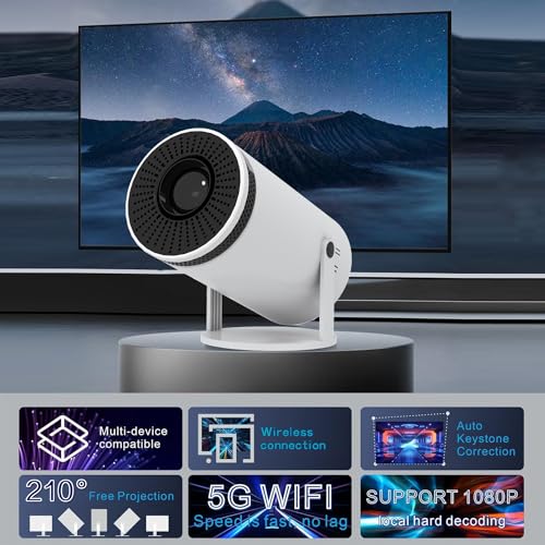 Image of Zync T200 Android12 4K Smart Wi-Fi Bluetooth Mini Home Cinema 3D Portable Outdoor Entertainment 1080P Projector 5500 Lumens with Built-in Streaming Apps(Netflix,Prime Video,Hotstar) 3WSpeaker(White)