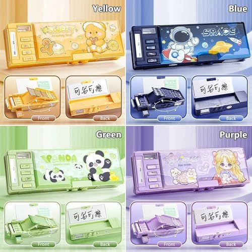 Image of Invite Multifunction Pencil Case for Girls and Boys, Cute Cartoon Pen Box Organizer Stationery, Sharpener, Schedule, Whiteboard, School Supplies, Best Gifts for Kids(Password Lock)