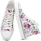 yageyan Womens High Top Canvas Sneakers Fashion Lace up White Shoes for Women Casual Classic, Purple, 7 UK