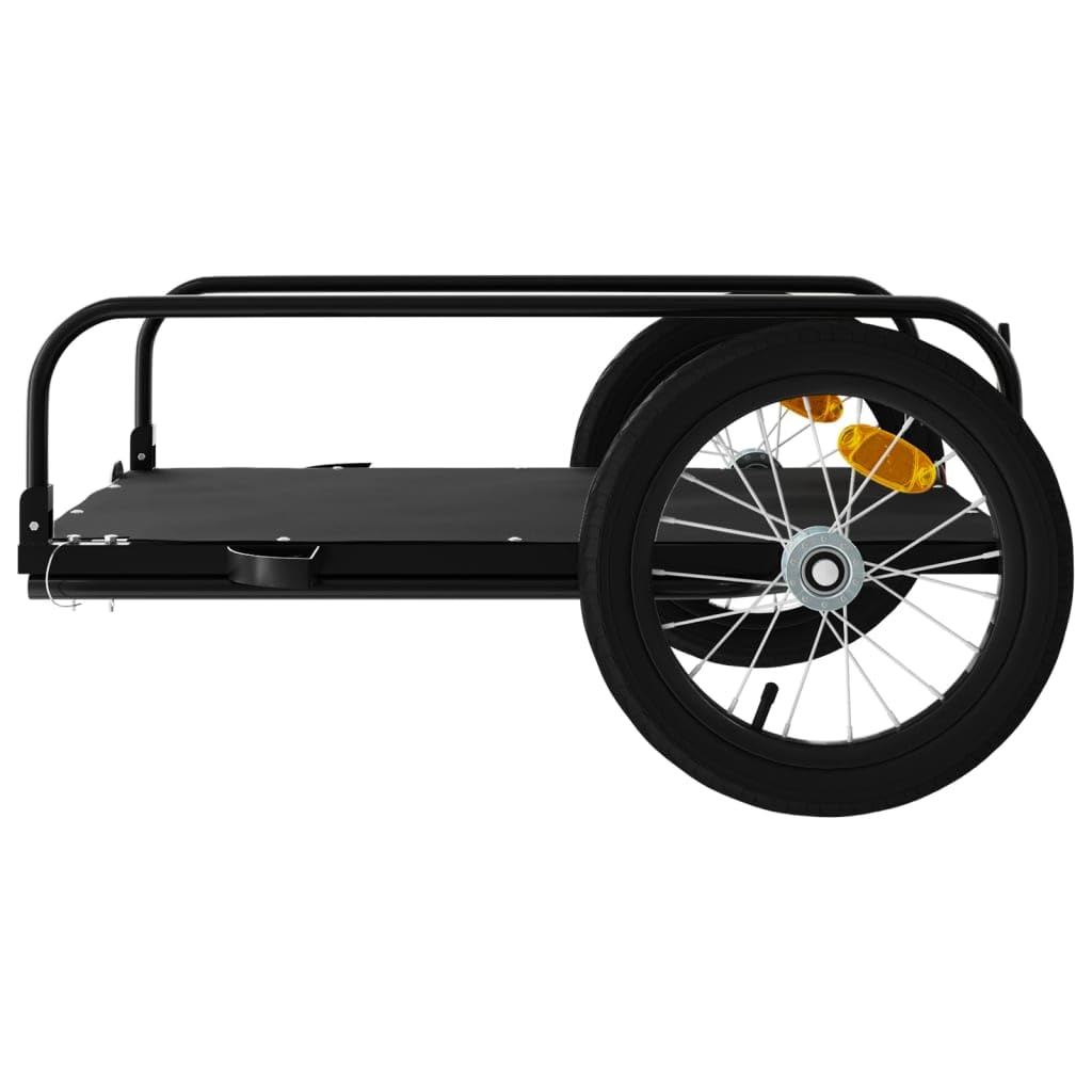 vidaXL Rimorchio da Bici Nero 126x63x34 cm in Ferro, rimorchio per bicicletta, rimorchio per carico da bicicletta, passeggino per bici