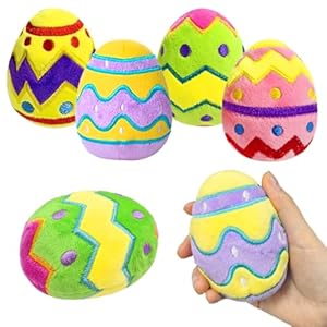 4 Pcs Easter Plush Eggs Basket Goodie Bags Stuffers Plushies Playset Basket Fillers Toys for Kids Girls Boys Easter Basket Stuffers Party Favor Gifts