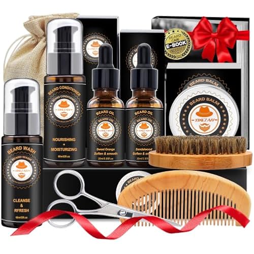 XIKEZAN Beard Kit Gifts for Men Beard Grooming/Care-Soften,Soothe Mustache
