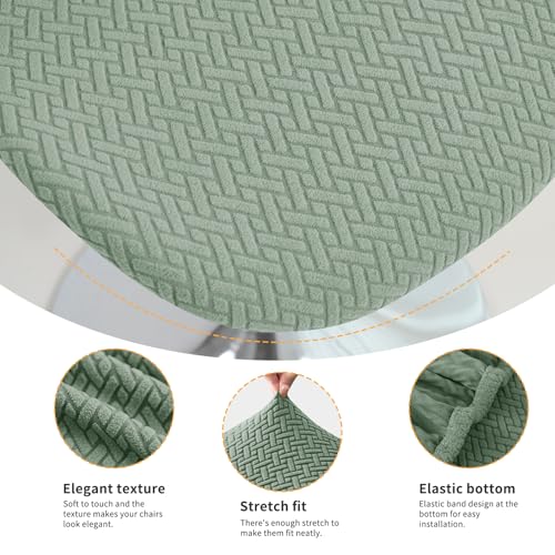 Image of Gollense Bar Stool Covers with Backs, Set of 4 Stretch Jacquard Barstool Seat Covers, Washable Swivel Pub Counter Height Chair Slipcover Protector for Home Kitchen Cafe (T-Shaped Jacquard-Green)