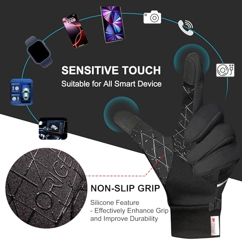 Origem Thermal Gloves Men Women, 3M Thinsulate Winter Gloves, Water Resistant Cycling Gloves, Anti Slip Touch Screen Gloves Liner for Runing Riding Walking Driving Outdoor - Image 5