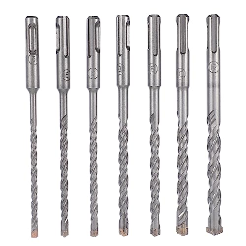 Mikikit Electric Drill Bit Set 160mm 7pcs Drill Bit Set for Concrete Wood Metal Drill Tools Practical Grooved Drilling Bits