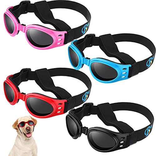4 Pairs Dog Goggles Doggie Goggles Adjustable Pet Sunglasses UV Resistant Windproof Snowproof Doggy Glasses for Pet Cat… - Image 3