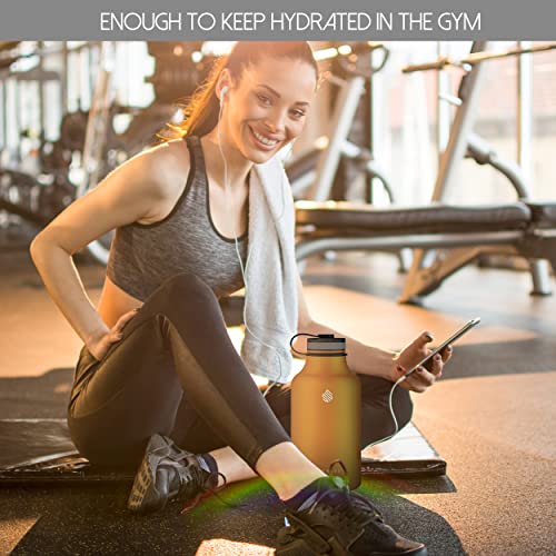 Swig Savvy Vacuum Insulated Stainless Steel Double Wall Wide Mouth Sports Water Bottle With Storage Sleeve, 64 Ounces, Orange #TOP4