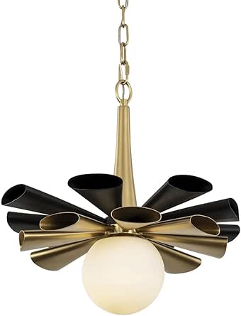 Varaluz Daphne 1-Light Medium Pendant - Matte Black/French Gold