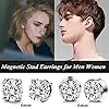 JeweBella 2 Pairs 6-8mm Magnetic Clip On Stud Earrings Non Piercing Stainless Steel Zircon Earrings for Men Women Round Stud Hypoallergenic Earrings Jewellery #2