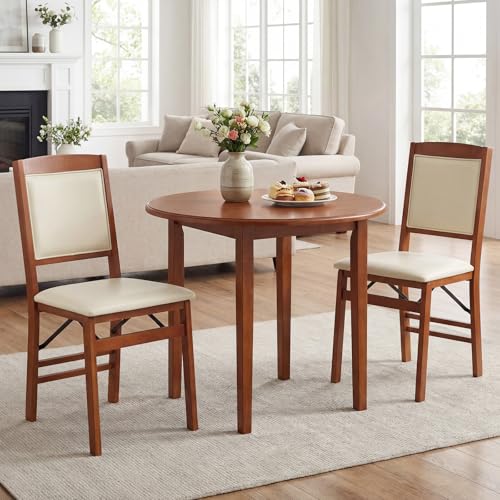 Image of Giantex Folding Dining Chairs Set of 4, Wood Kitchen Chair w /Padded Seat, Solid Wood Frame, Max Load 400 Lbs, No Assembly, Easy to Store Foldable Wooden Dining Chairs for Apartment, Small Space