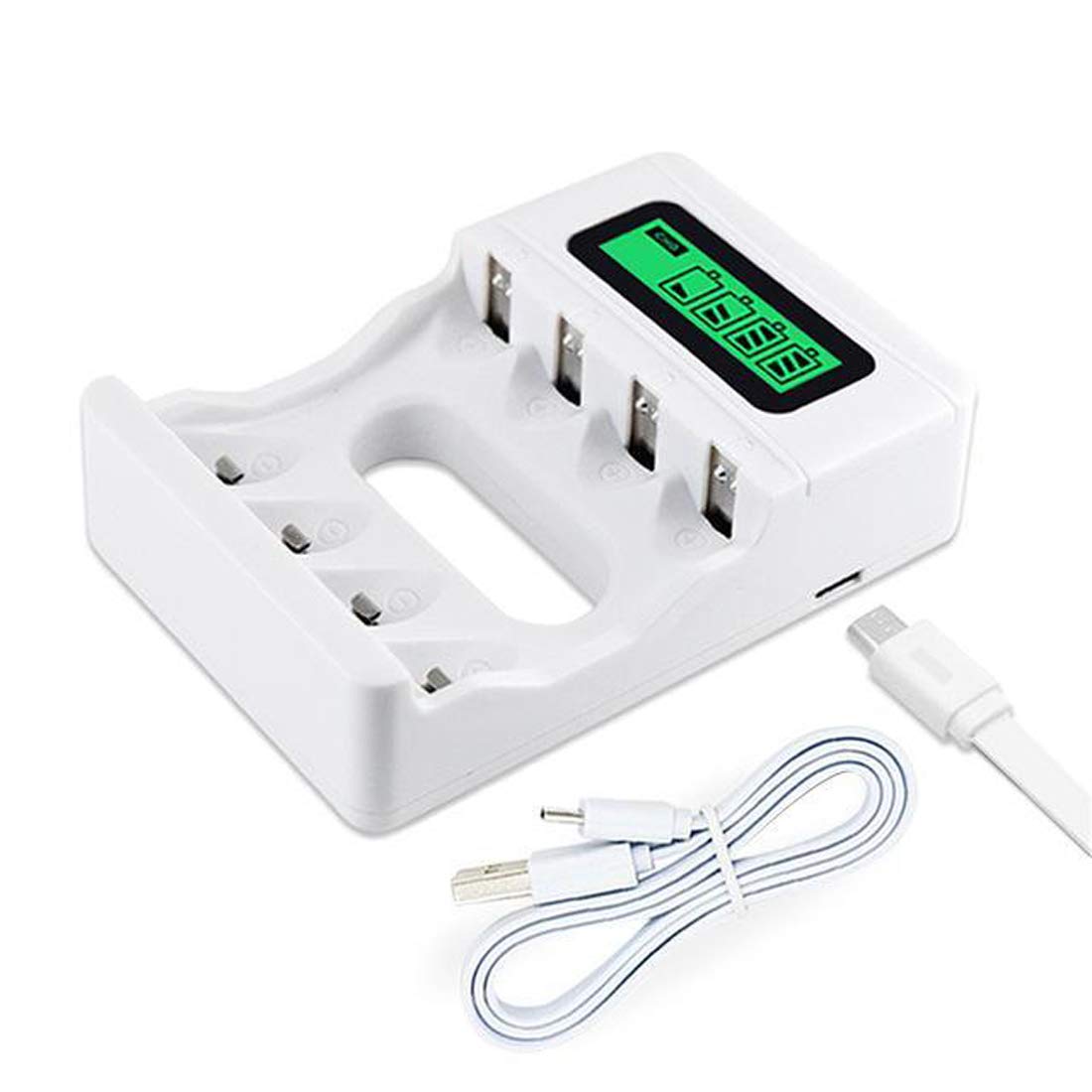 Futaba 4 Slots LCD Display Battery Charger with USB - White-image-28