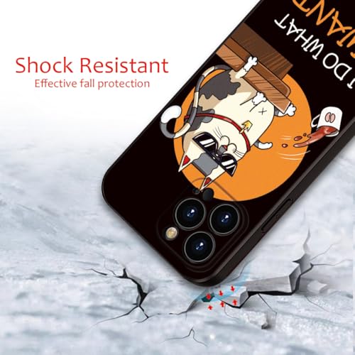 for iPhone 15 Pro Max Case Cat Cute and Fashion Phone Case - 'I Do What I Want' Cartoon Design | Shockproof Soft Cover for Girls & Women (B2-Cartoon Cute cat)